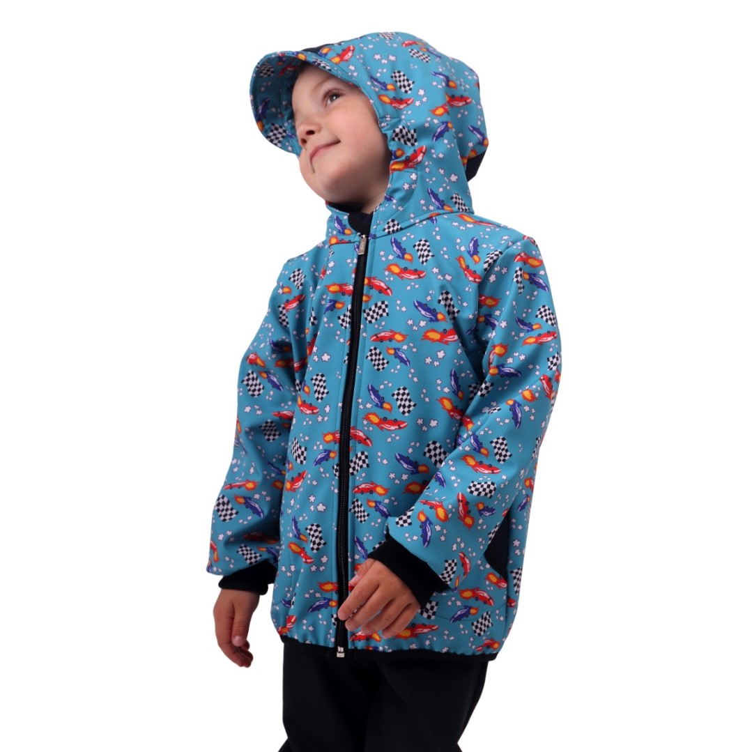 Dětská softshellová bunda s fleecem JOŽÁNEK raketové auťáky